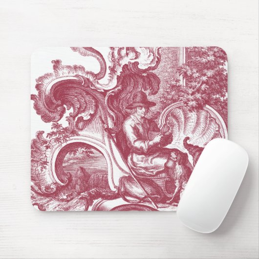 Französischer Land-Mann und Hund schönes rotes Mousepad (Mit Mouse)