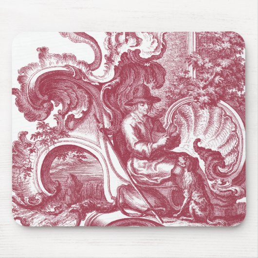 Französischer Land-Mann und Hund schönes rotes Mousepad (Vorne)