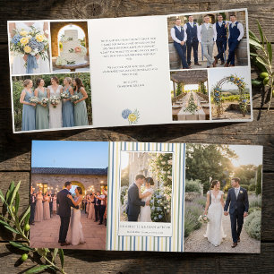 Französischer Landgarten-Streifen 9 Foto-Hochzeit Dreifach Gefaltete Karte