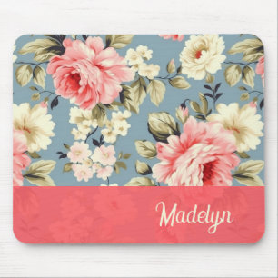 Französischer Landhausgarten Floral Chic Schrift Mousepad