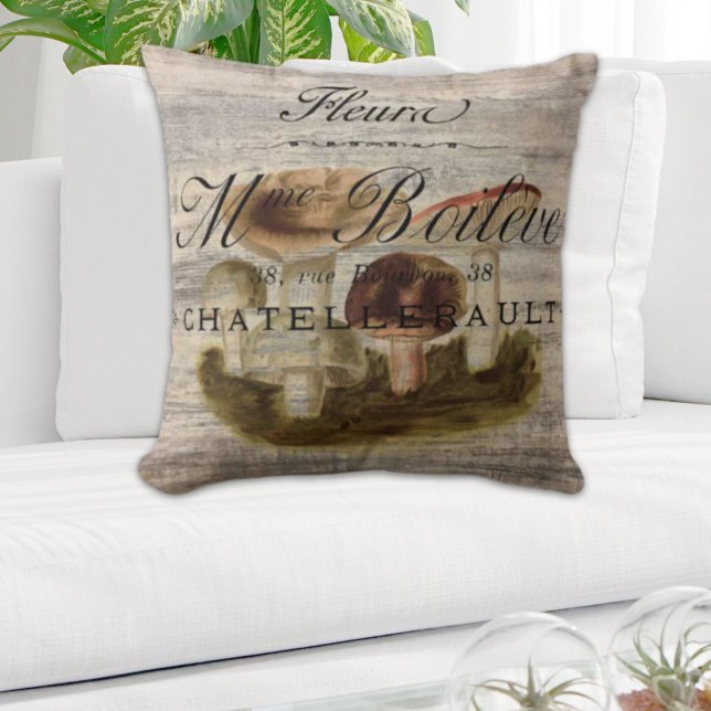 französischer ländlicher Märchenwaldpilz Kissen (french country rustic fairytale woodland mushroom throw pillow)