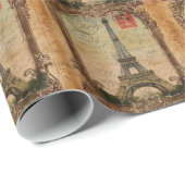 Französischer Landsmann moderner Vintager Pariseif Geschenkpapier (Rolleneckpunkt)