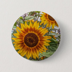 Französischer Landsommergarten glückliche Sonnenbl Button