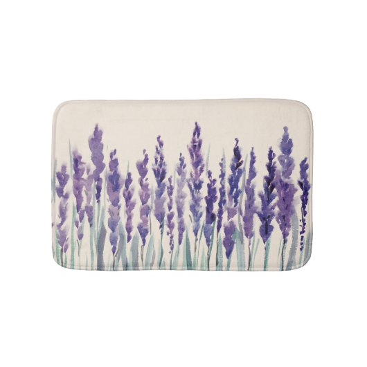 Französischer Lavendel: Aquarellbilder Badematte (Vorderseite)