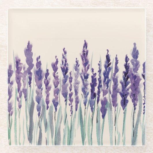 Französischer Lavendel: Aquarellbilder Glasuntersetzer (Vorderseite)