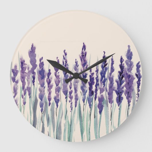 Französischer Lavendel: Aquarellbilder Große Wanduhr (Vorderseite)