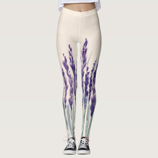 Französischer Lavendel: Aquarellbilder Leggings (Vorderseite)