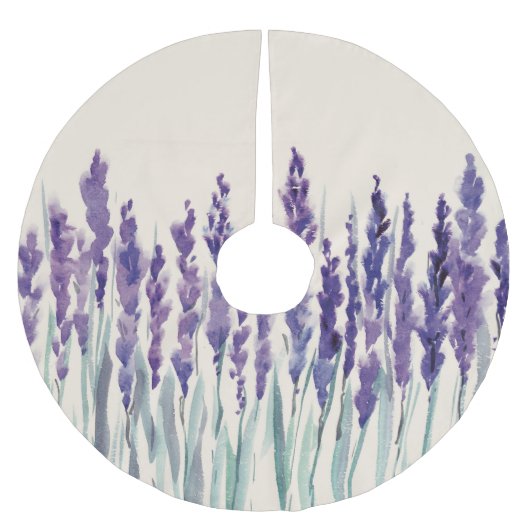 Französischer Lavendel: Aquarellbilder Polyester Weihnachtsbaumdecke (Vorderseite)