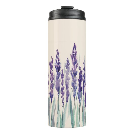 Französischer Lavendel: Aquarellbilder Thermosbecher (Vorderseite)