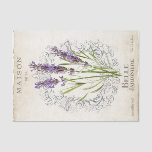 Französischer Lavendel Blume Gardener Vintag Parch Seidenpapier (Vorderseite)