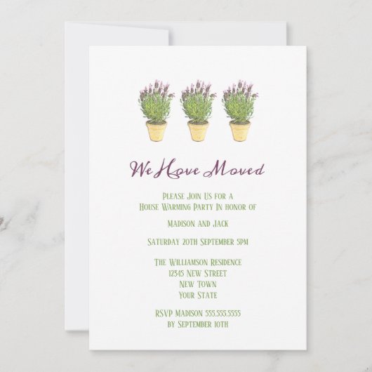 Französischer Lavendel, den wir bewegt haben |Part Einladung (Vorderseite)