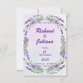 französischer Lavendelhochzeitstil Einladung (Vorderseite)
