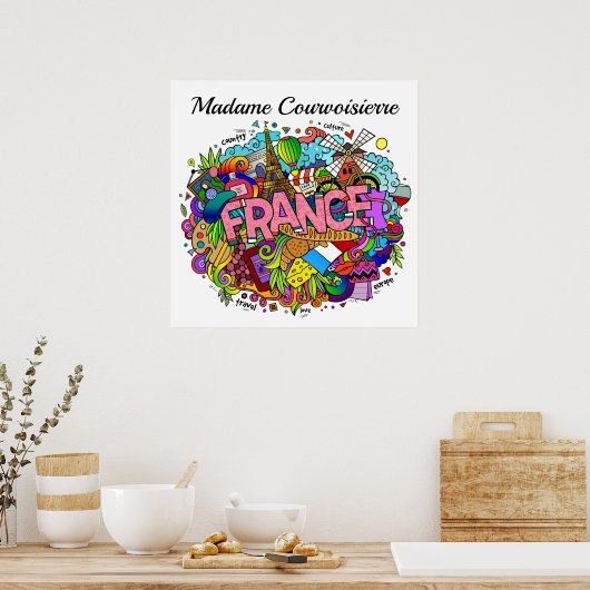 Französischer Lehrer oder französisches Kunstposte Poster (Küche)