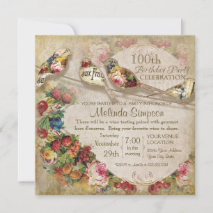 Französischer Markt Moderne Vintage Vögel Geburtst Einladung