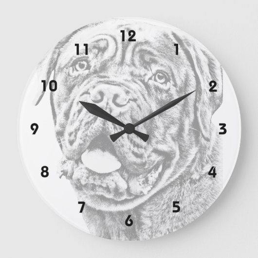 Französischer Mastiff Große Wanduhr (Vorderseite)