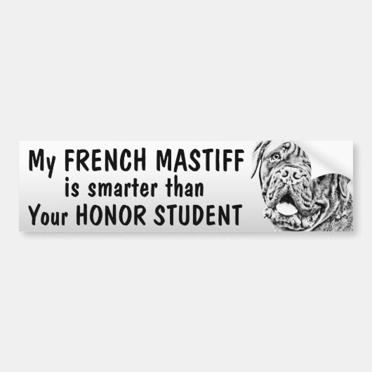 Französischer Mastiff - intelligenter als Student Autoaufkleber (Vorne)