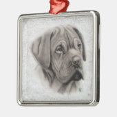 Französischer Mastiff Silbernes Ornament (Links)