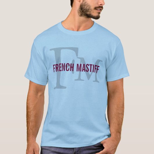 Französischer Mastiff-Zucht-Monogramm-Entwurf T-Shirt (Vorderseite)