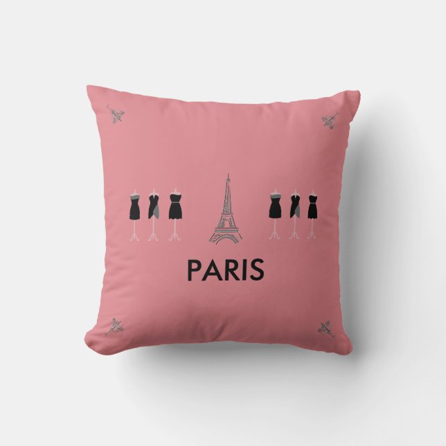 Französischer Mode Paris Themed Throw Kissen (Vorderseite)
