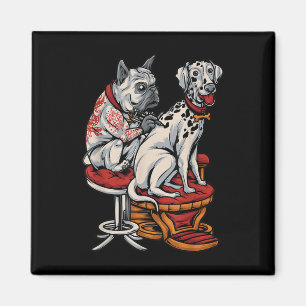 Französischer Mops Dalmatiner Bulldog Tattoo Women Magnet