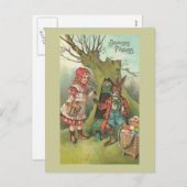 Französischer Osterhase mit Vintager Rohrleitung Feiertagspostkarte (Vorne/Hinten)