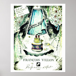 Französischer Parfüm Francos Villon Werbung Print Poster
