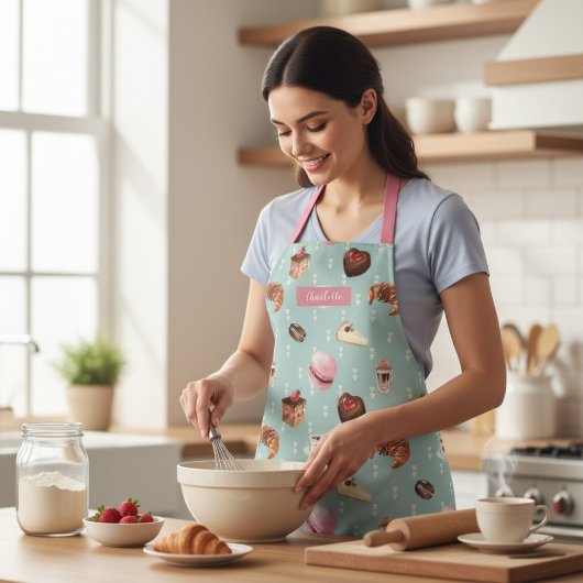 Französischer Patisserie Macaron Kaffeekuchen Pers Schürze