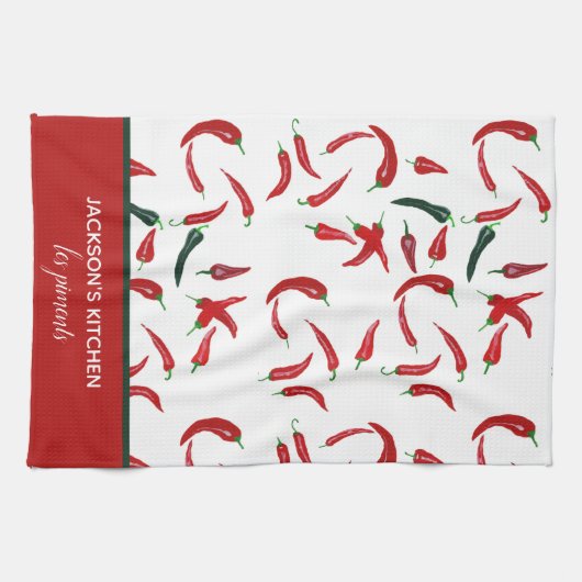 Französischer Personalisierter Wasserfarben, Rot u Geschirrtuch (Horizontal)