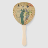 Französischer Postkartenhandlüfter Fächer (Rückseite)