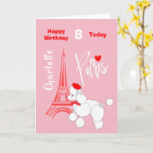 Französischer Pudel-personalisierter Geburtstag Karte (Gelbe Blume)