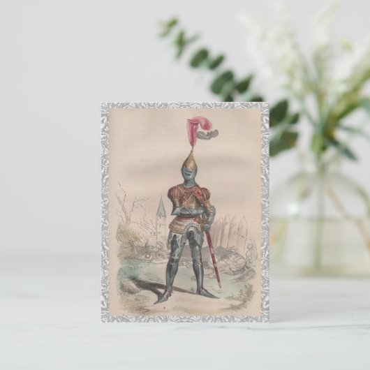 Französischer Ritter in Vollplatten-Rüstspitze Postkarte (Stehend Vorderseite)