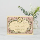 Französischer Rokoko Eleganter Rahmen Antique Gold Dankeskarte (Stehend Vorderseite)