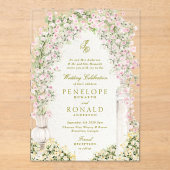 französischer romantischer Gartentor-Bogen Monogra Acryleinladungen (Vorderseite)