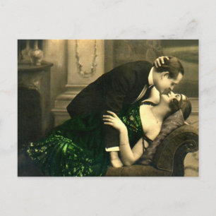 Französischer romantischer Liebeskuss Vintage Postkarte