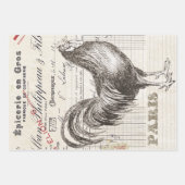 Französischer Rooster Hen Receipt Ephemera Decoupa Geschenkpapier Set (Vorderseite 3)
