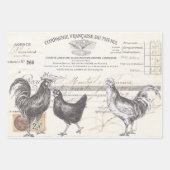 Französischer Rooster Hen Receipt Ephemera Decoupa Geschenkpapier Set (Vorderseite)