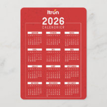 Französischer roter Kalender 2026