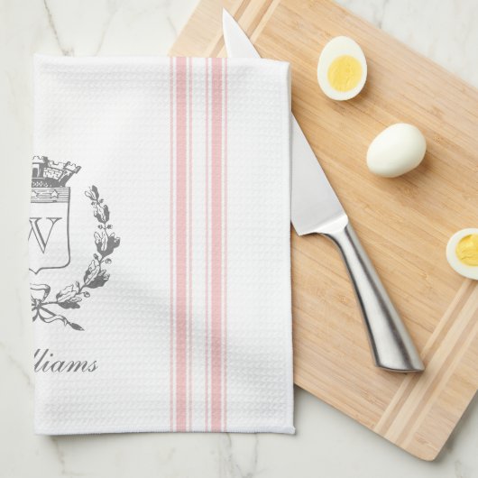 Französischer Sack mit Individuelle Name im rosa V Geschirrtuch (Viertel Falte)