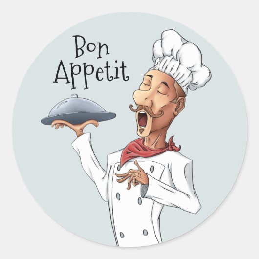 Französischer singender Koch Runder Aufkleber (Vorderseite)