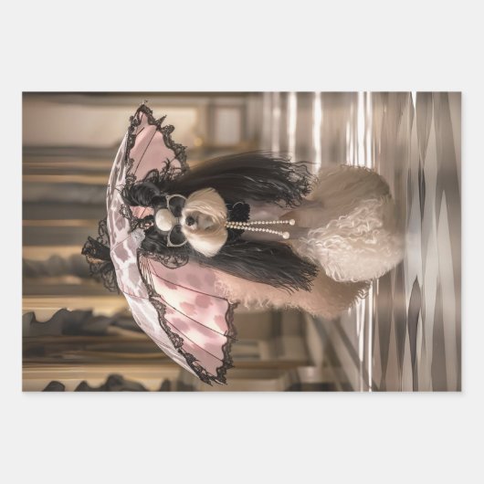 Französischer Standard Poodle Fashion Runway Decou Geschenkpapier Set (Vorderseite 3)