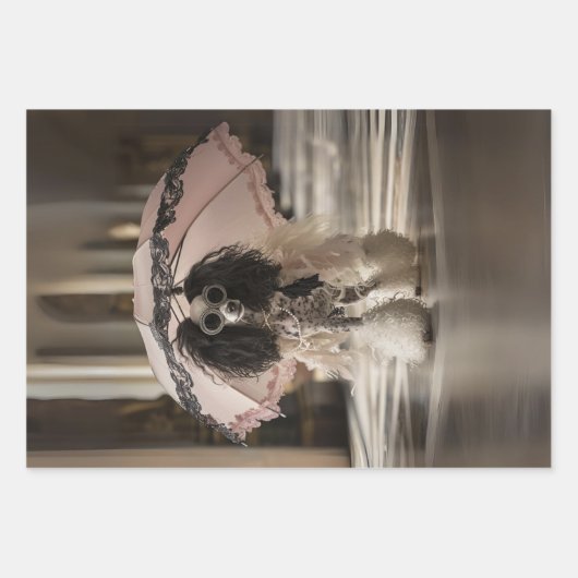 Französischer Standard Poodle Fashion Runway Decou Geschenkpapier Set (Vorderseite 2)