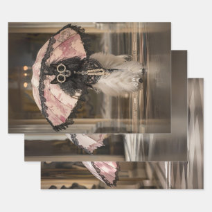 Französischer Standard Poodle Fashion Runway Decou Geschenkpapier Set