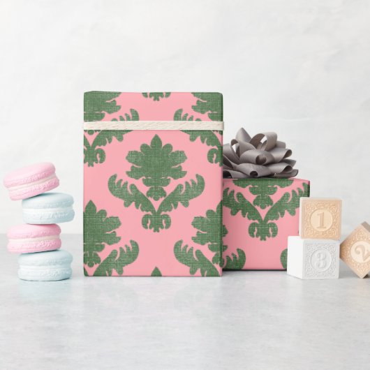 Französischer Teppich Grün und Rosa Geschenkpapier (Babyparty)