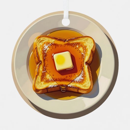 Französischer Toast, Butter und Sirup Frühstück We Ornament Aus Metall (Vorderseite)