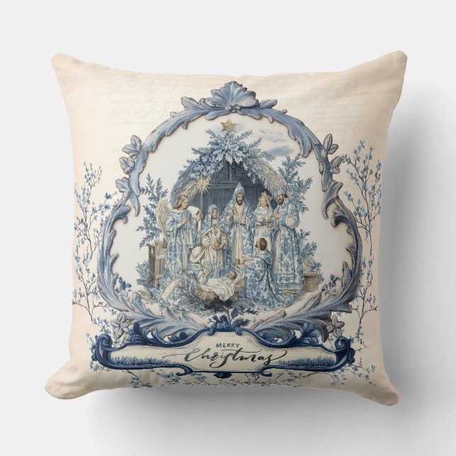 Französischer Toile | Chinoiserie Nativity Kissen (Vorderseite)