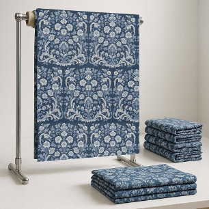 Französischer Toile De Jouy Indigo Blumenmuster Vi Stoff
