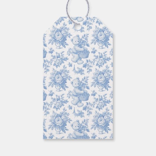 Französischer Toile-Floral-Bär Geschenkanhänger (Rückseite)