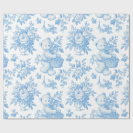 Französischer Toile-Floral-Bär Geschenkpapier