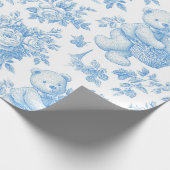 Französischer Toile-Floral-Bär Geschenkpapier (Ecke)