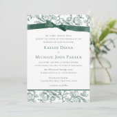 Französischer Toile und Sage Green Bow Einladung (Stehend Vorderseite)
